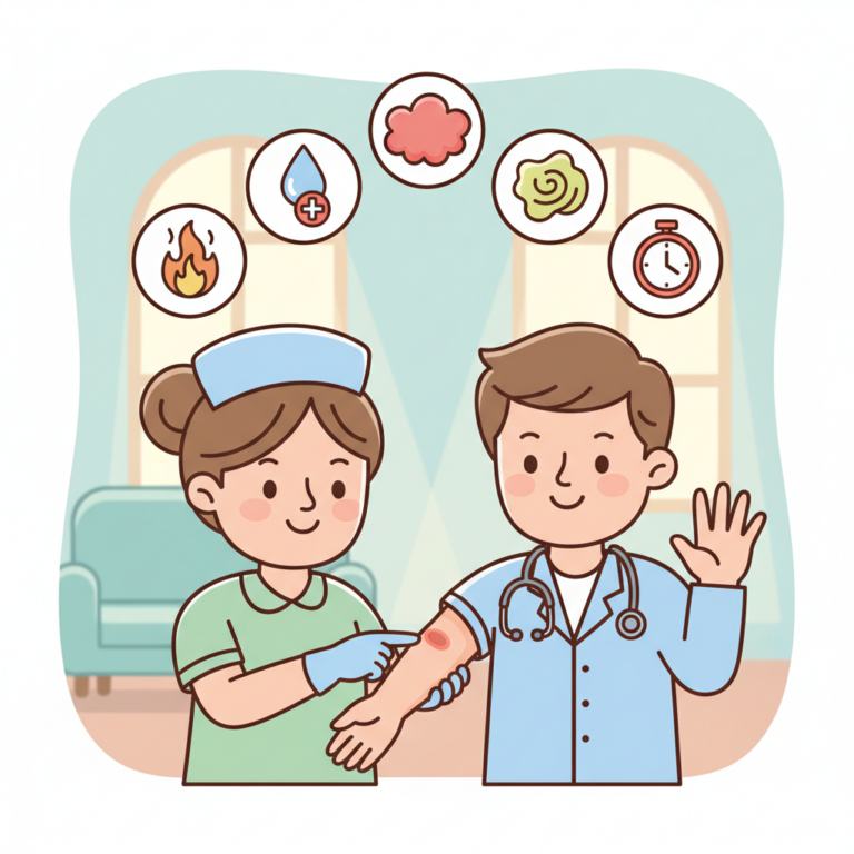 感染辨識,傷口發炎了嗎？2026 判斷感染的 5 大警訊：紅腫熱痛、膿液辨識與就醫時機