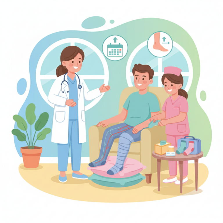 血管疾病,下肢靜脈潰瘍居家護理：2026 壓力襪選擇、抬高下肢高度與換藥頻率建議