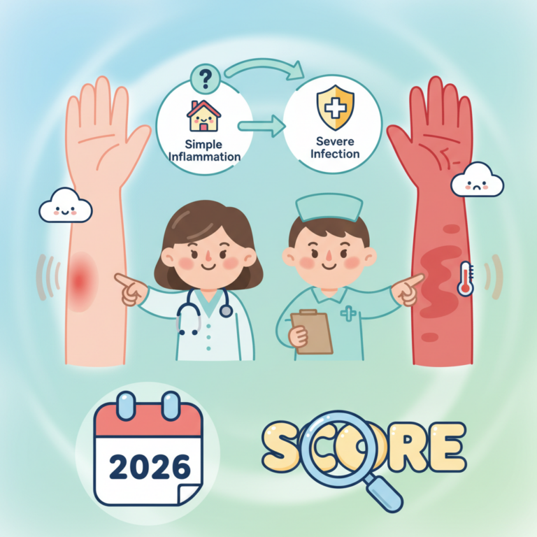 感染辨識,蜂窩性組織炎徵兆：居家照護如何分辨單純發炎與嚴重感染？2026 判斷量表